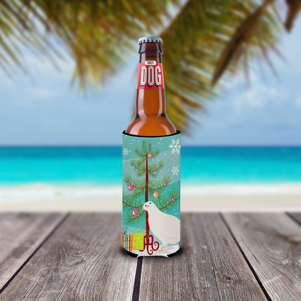 Texas Quail Christmas Slim Can Hugger , Insulated Foam Hugger for 12 oz Slim Cans, Beer Bottles & Water Bottles, Printed in USA
