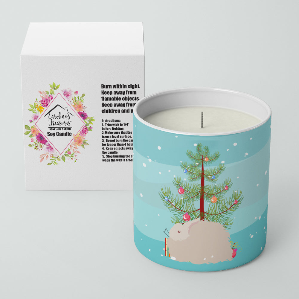 Fluffy Angora Rabbit Christmas Decorative Soy Candle Nature Soy Wax Essential Oil Home Decor Ideal for Bedroom Kitchen Bath Office Gift, 10 oz
