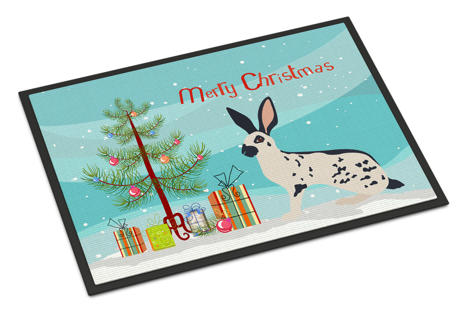 English Spot Rabbit Christmas Doormat Indoor Outdoor 24H X 36W Front Door Mat Rugs for Entryway, Non Slip Washable Low Pile,