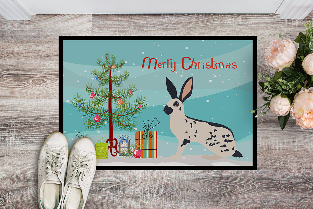 English Spot Rabbit Christmas Doormat Indoor Outdoor 24H X 36W Front Door Mat Rugs for Entryway, Non Slip Washable Low Pile,