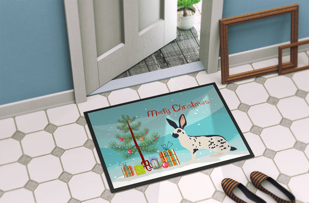 English Spot Rabbit Christmas Doormat Indoor Outdoor 24H X 36W Front Door Mat Rugs for Entryway, Non Slip Washable Low Pile,