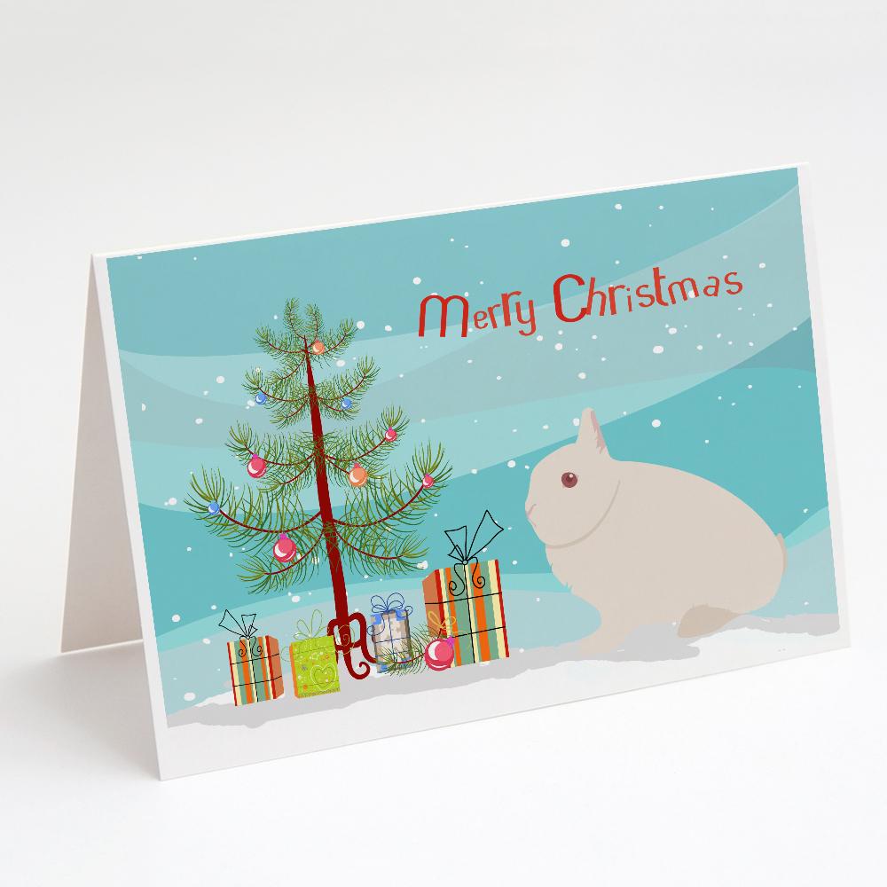 Hermelin Rabbit Christmas Greeting Cards Pack of 8 Blank Cards with Envelopes Whimsical A7 Size 5x7