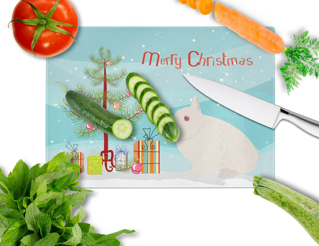 Hermelin Rabbit Christmas Cutting Board Tempered Glass Kitchen Cutting Surface, Heat Resistant Chopping, Non-Slip Feet, Food Prep & Serving