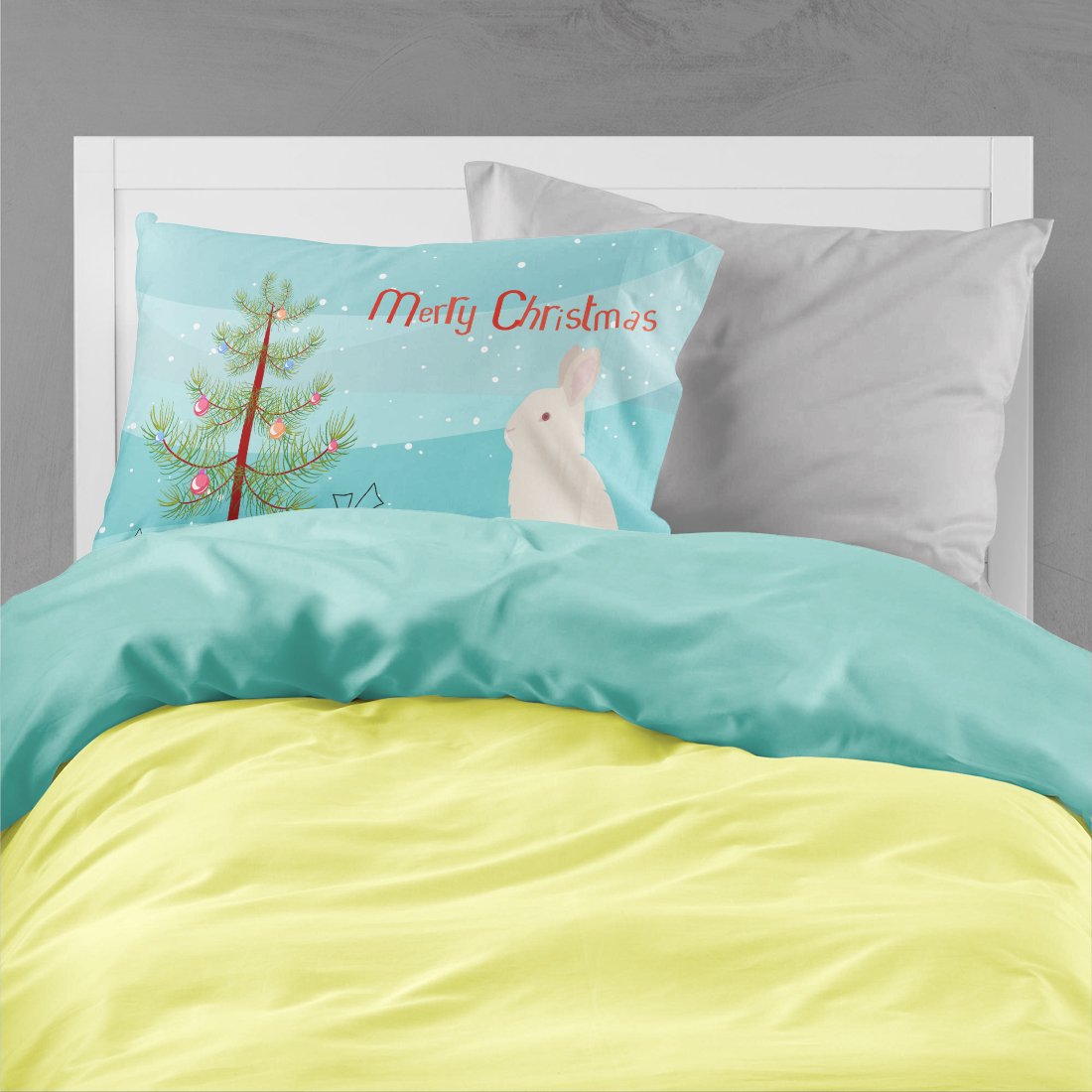 New Zealand White Rabbit Christmas Standard Pillowcase Lightweight Super Soft Easy Care Decorative Artwork Pillowcase, Standard