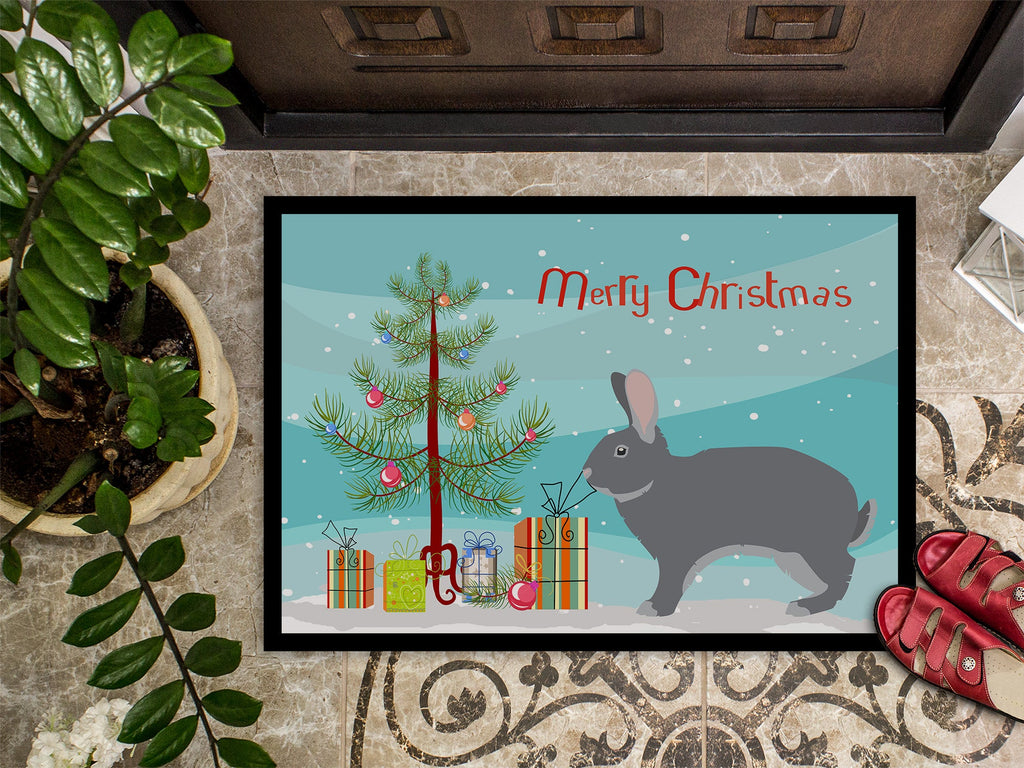 Giant Chinchilla Rabbit Christmas Doormat Indoor Outdoor 24H X 36W Front Door Mat Rugs for Entryway, Non Slip Washable Low Pile,