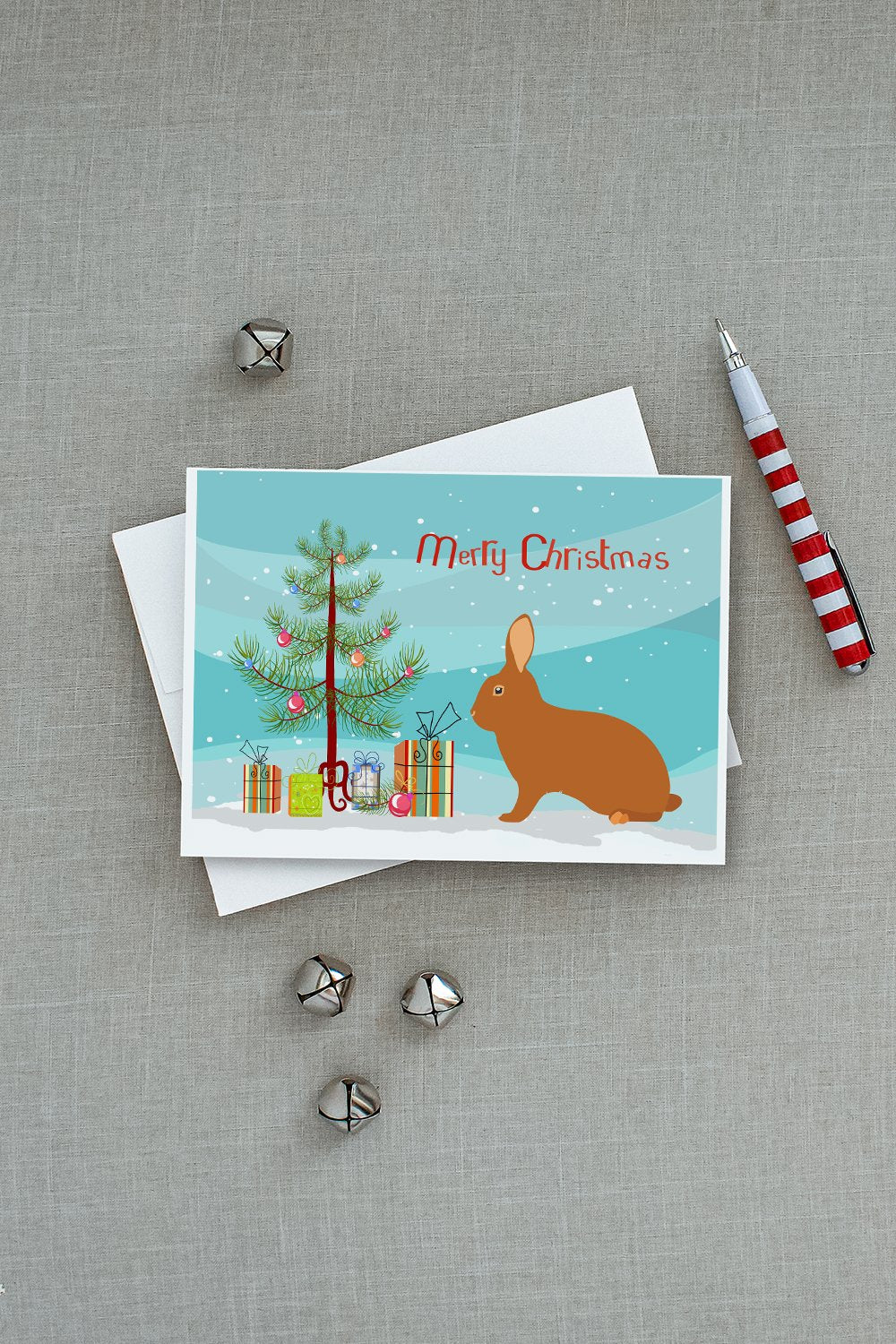 Rex Rabbit Christmas Greeting Cards Pack of 8 Blank Cards with Envelopes Whimsical A7 Size 5x7