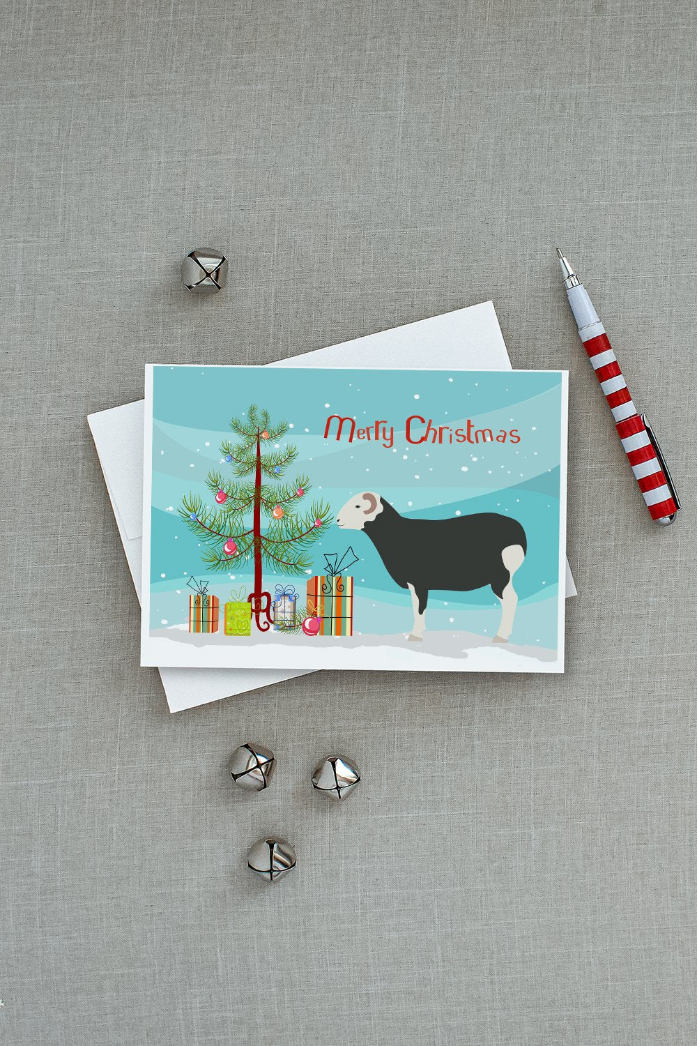 Herwick Sheep Christmas Greeting Cards Pack of 8 Blank Cards with Envelopes Whimsical A7 Size 5x7