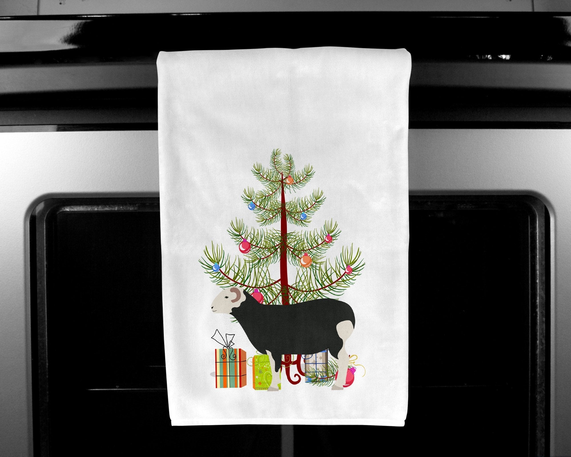 Herwick Sheep Christmas Kitchen Towel Set of 2 White Dish Towels Decorative Bathroom Hand towel for Hand, Face, Hair, Yoga, Tea, Dishcloth, 19 X 28", White