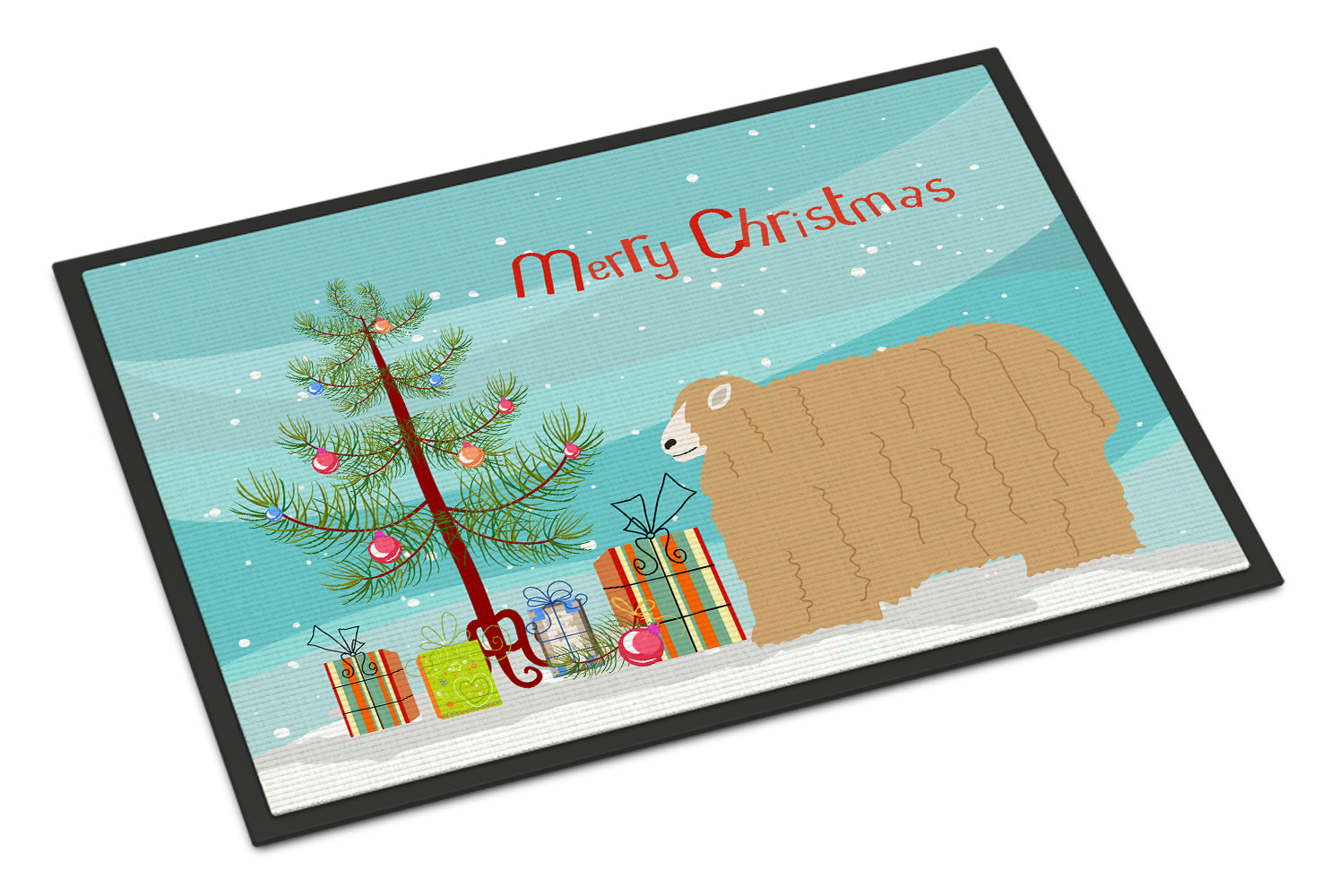 Lincoln Longwool Sheep Christmas Doormat Indoor Outdoor 24H X 36W Front Door Mat Rugs for Entryway, Non Slip Washable Low Pile,