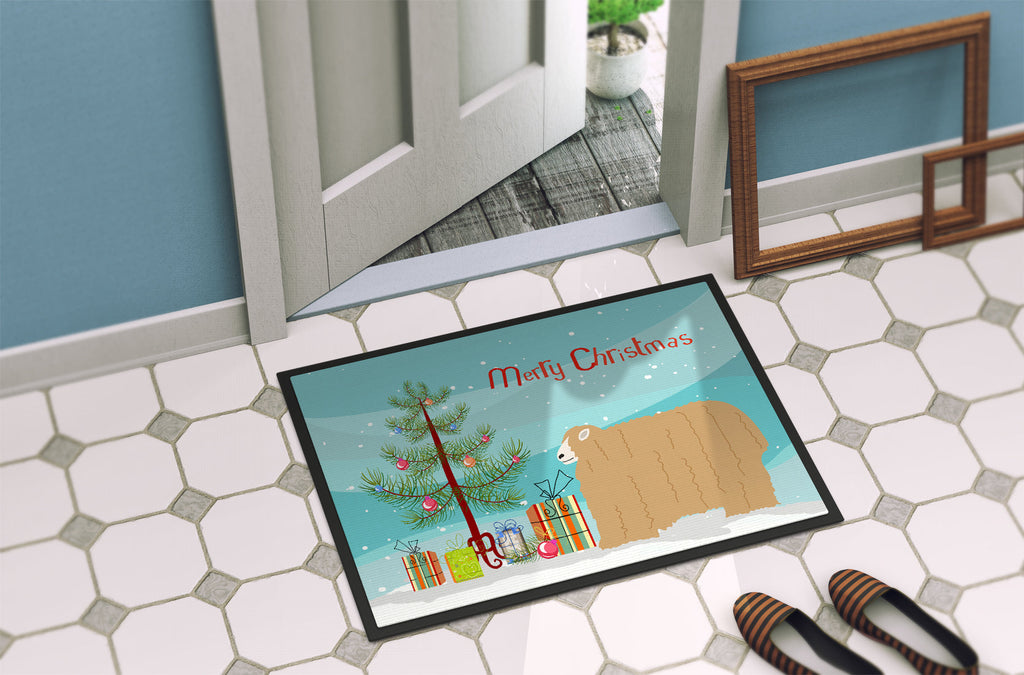 Lincoln Longwool Sheep Christmas Doormat Indoor Outdoor 24H X 36W Front Door Mat Rugs for Entryway, Non Slip Washable Low Pile,