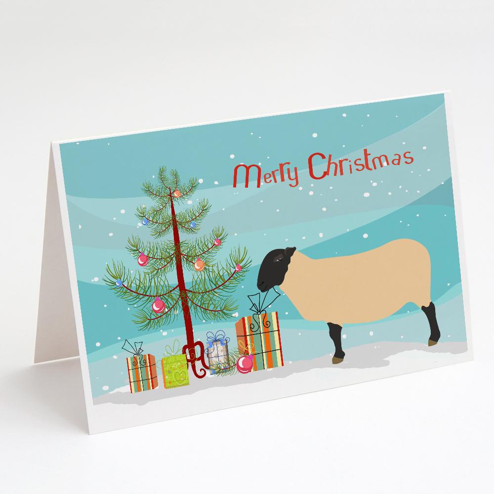 Suffolk Sheep Christmas Greeting Cards Pack of 8 Blank Cards with Envelopes Whimsical A7 Size 5x7