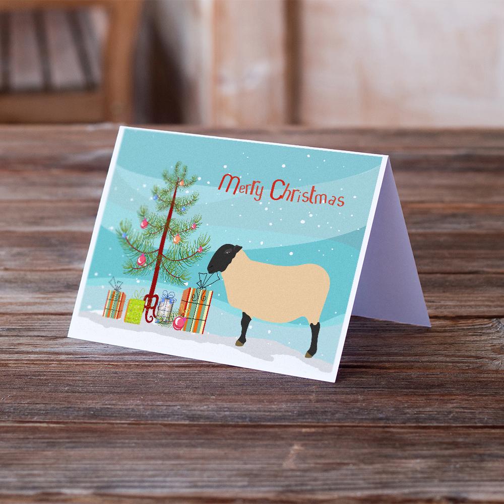 Suffolk Sheep Christmas Greeting Cards Pack of 8 Blank Cards with Envelopes Whimsical A7 Size 5x7