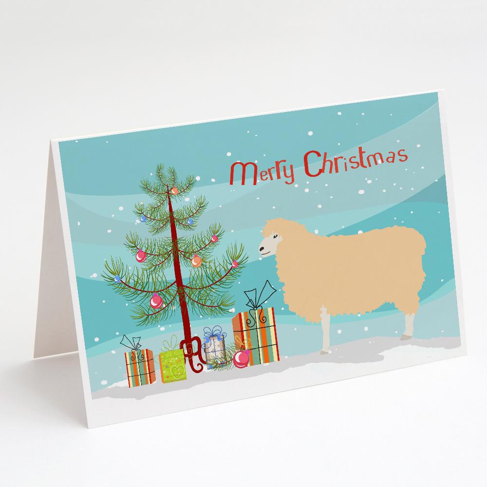 English Leicester Longwool Sheep Christmas Greeting Cards Pack of 8 Blank Cards with Envelopes Whimsical A7 Size 5x7