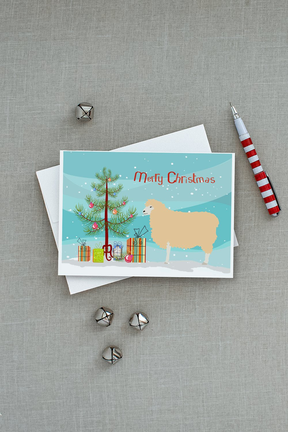 English Leicester Longwool Sheep Christmas Greeting Cards Pack of 8 Blank Cards with Envelopes Whimsical A7 Size 5x7