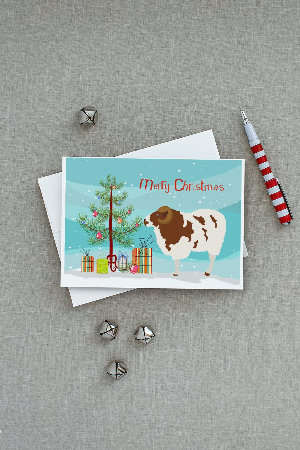 Jacob Sheep Christmas Greeting Cards Pack of 8 Blank Cards with Envelopes Whimsical A7 Size 5x7