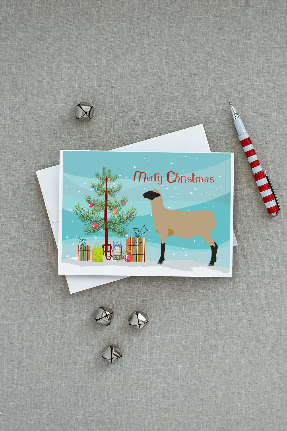 Hampshire Down Sheep Christmas Greeting Cards Pack of 8 Blank Cards with Envelopes Whimsical A7 Size 5x7