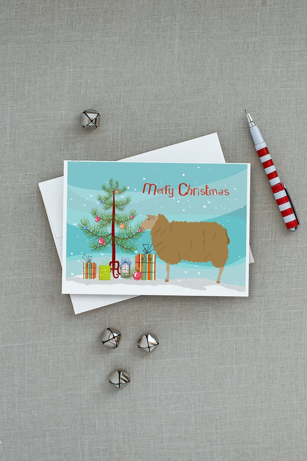 East Friesian Sheep Christmas Greeting Cards Pack of 8 Blank Cards with Envelopes Whimsical A7 Size 5x7