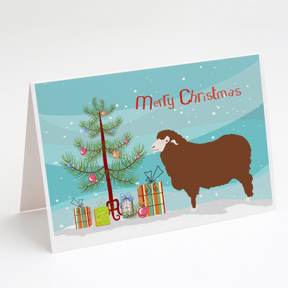 Merino Sheep Christmas Greeting Cards Pack of 8 Blank Cards with Envelopes Whimsical A7 Size 5x7