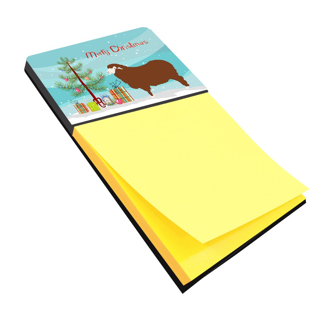 Merino Sheep Christmas Watercolor Sticky Note Holder Refillable Dispenser Desk Accessory 3x3 Pad Gift