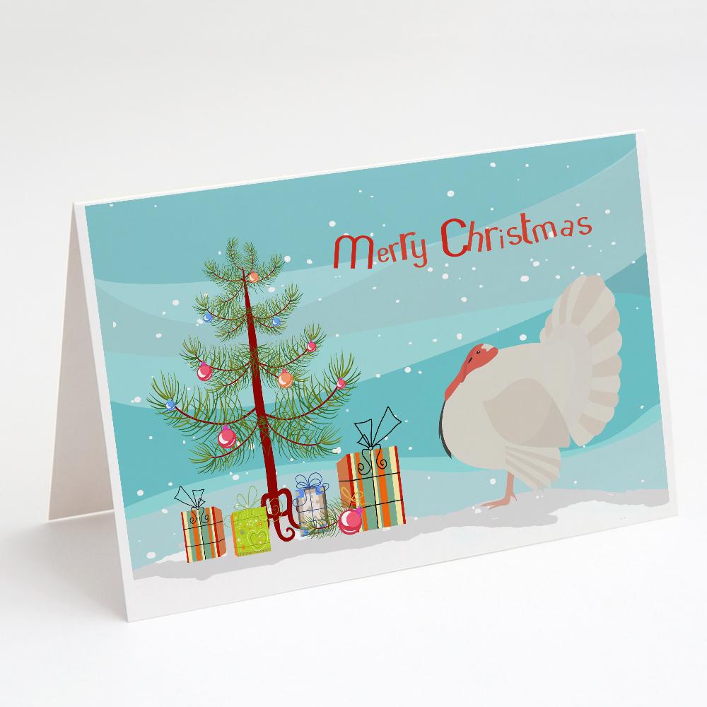 White Holland Turkey Christmas Greeting Cards Pack of 8 Blank Cards with Envelopes Whimsical A7 Size 5x7