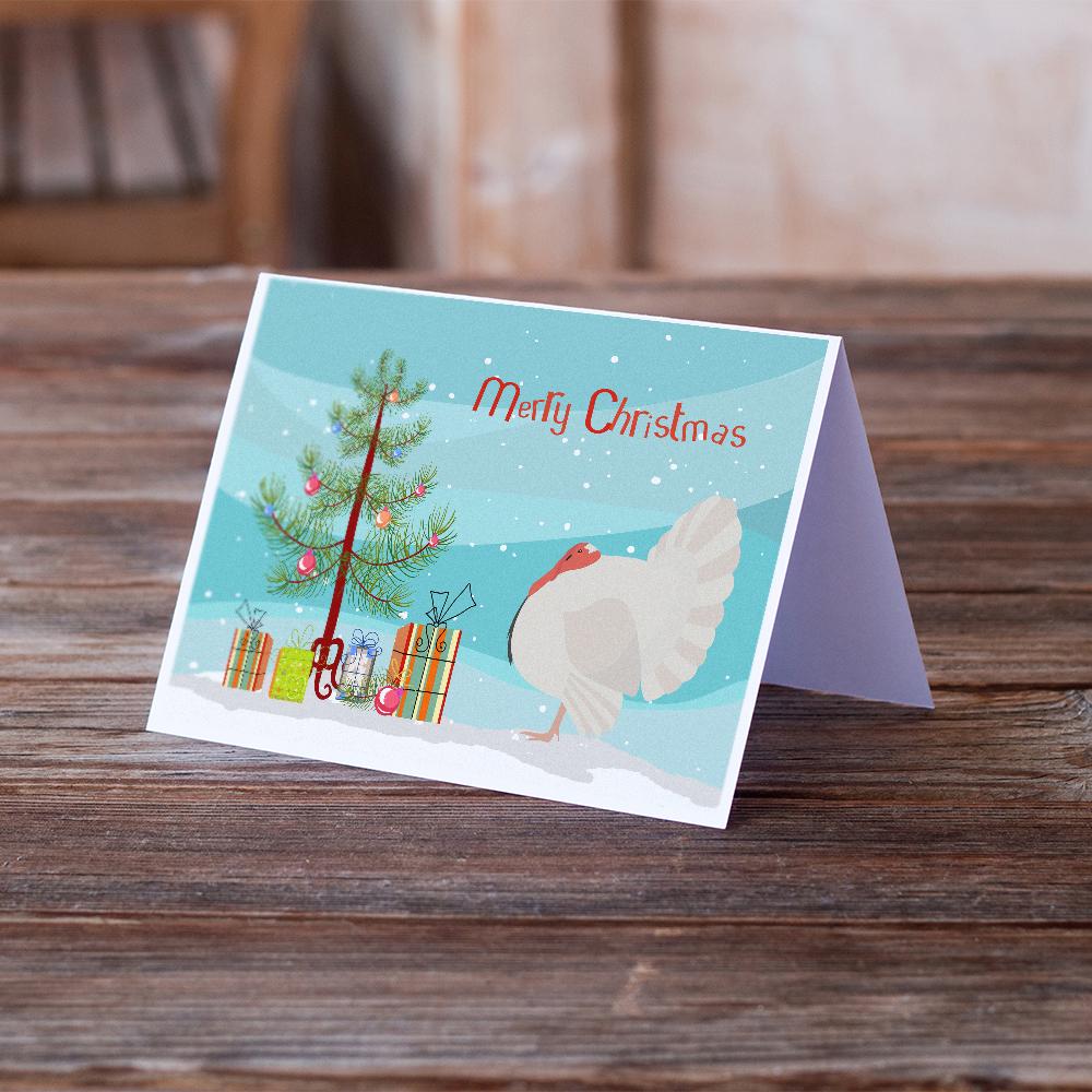 White Holland Turkey Christmas Greeting Cards Pack of 8 Blank Cards with Envelopes Whimsical A7 Size 5x7
