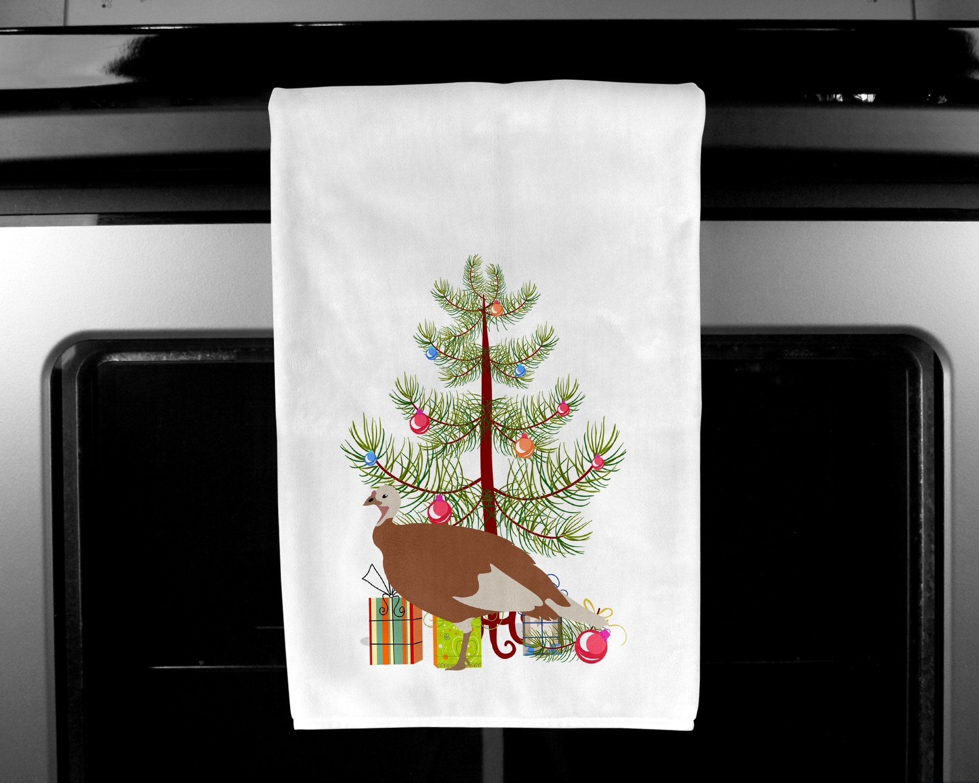 Jersey Buff Turkey Hen Christmas Kitchen Towel Set of 2 White Dish Towels Decorative Bathroom Hand towel for Hand, Face, Hair, Yoga, Tea, Dishcloth, 19 X 28", White