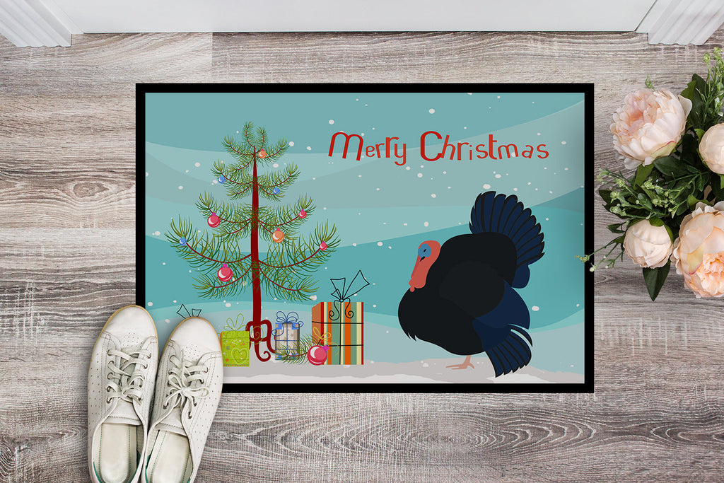 Norfolk Black Turkey Christmas Doormat Indoor Outdoor 18H X 27W Front Door Mat Rugs for Entryway, Non Slip Washable
