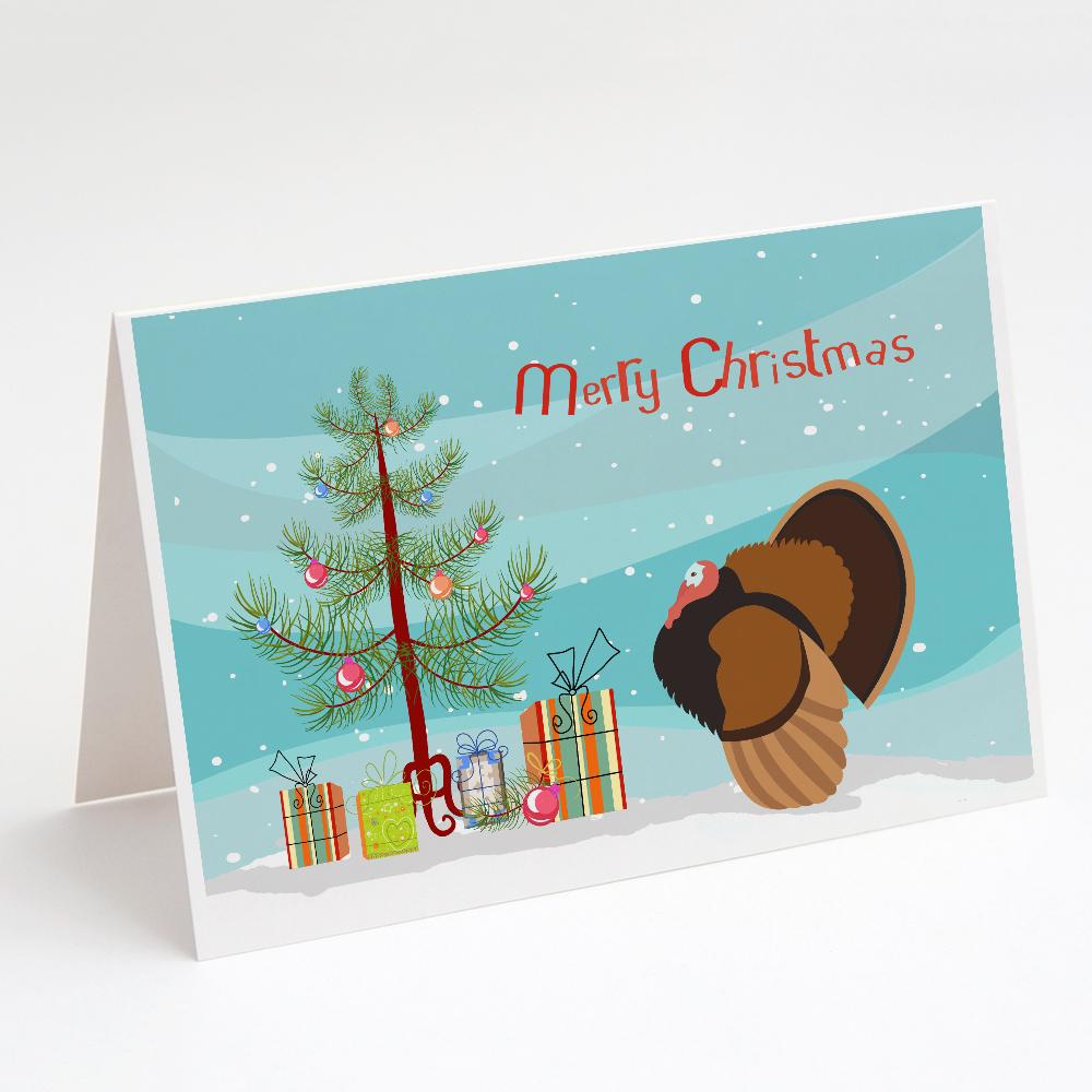 Bronze Turkey Christmas Greeting Cards Pack of 8 Blank Cards with Envelopes Whimsical A7 Size 5x7