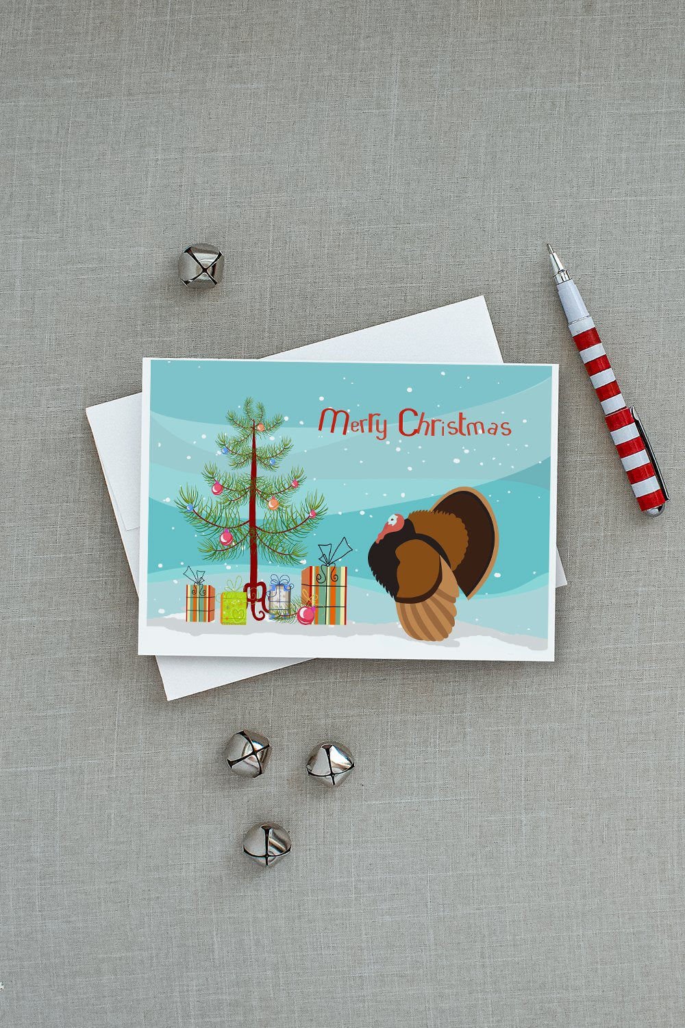 Bronze Turkey Christmas Greeting Cards Pack of 8 Blank Cards with Envelopes Whimsical A7 Size 5x7