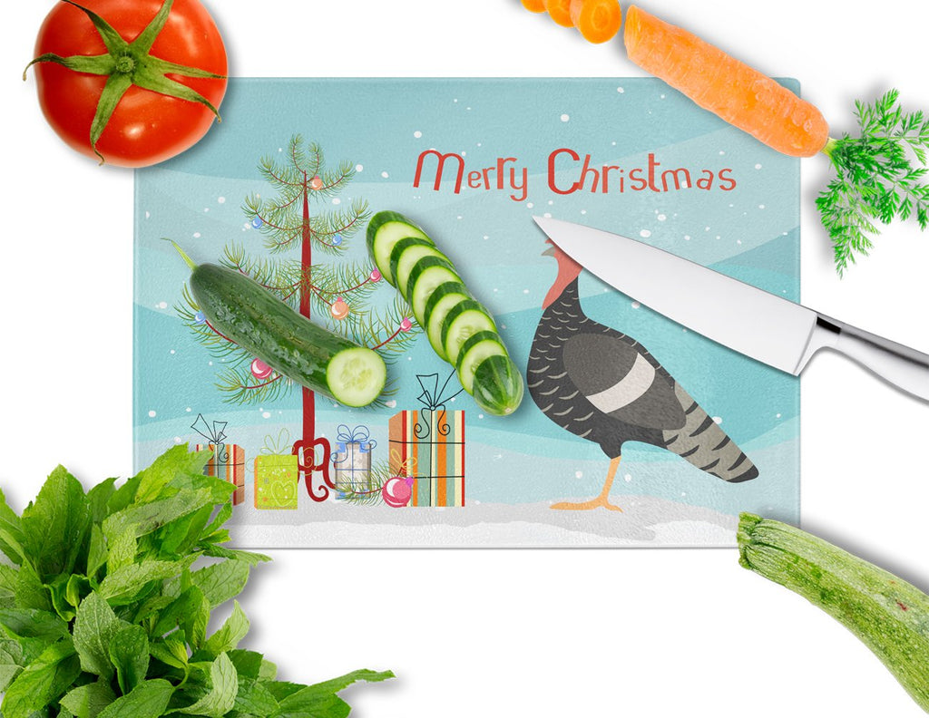 Marragansett Turkey Christmas Cutting Board Tempered Glass Kitchen Cutting Surface, Heat Resistant Chopping, Non-Slip Feet, Food Prep & Serving