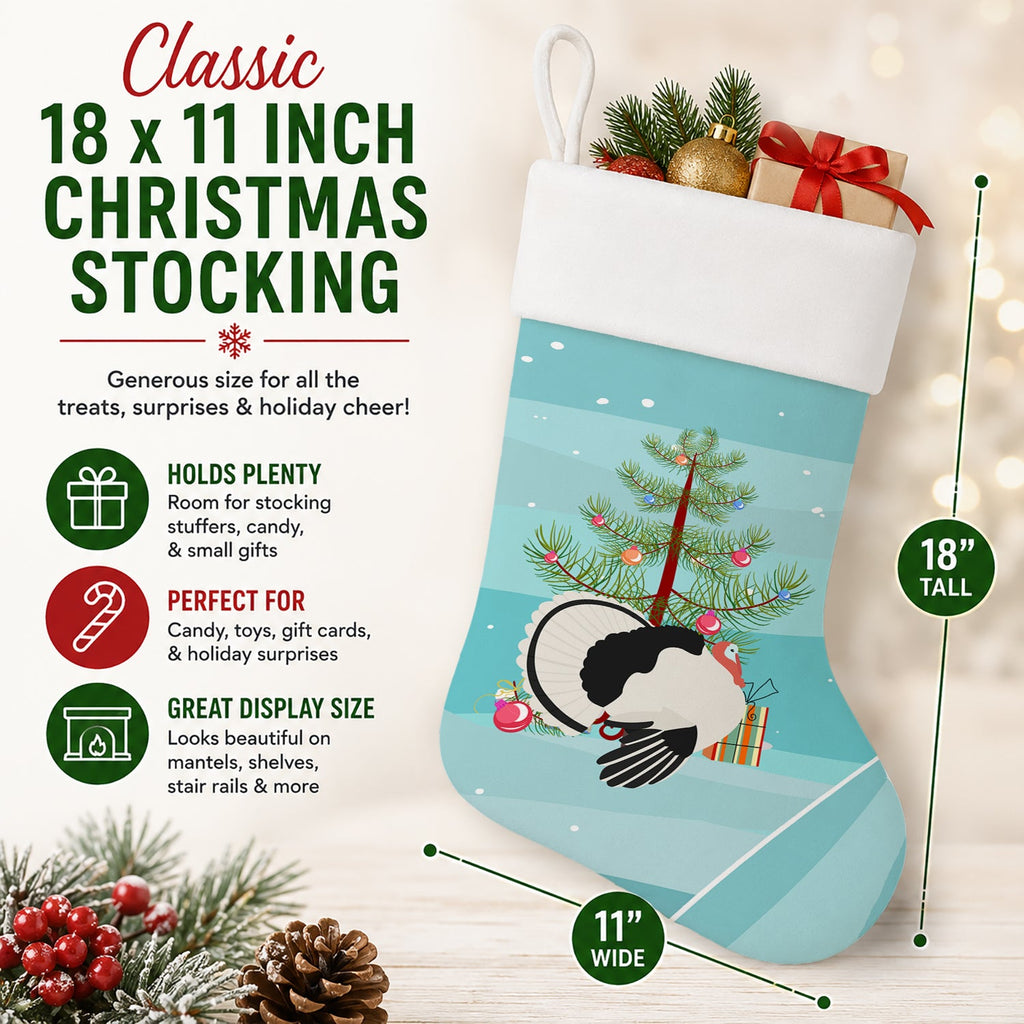 Royal Palm Turkey Christmas Holiday Stocking Double-Sided Print, Polyester Suede,11x18, Made in USA