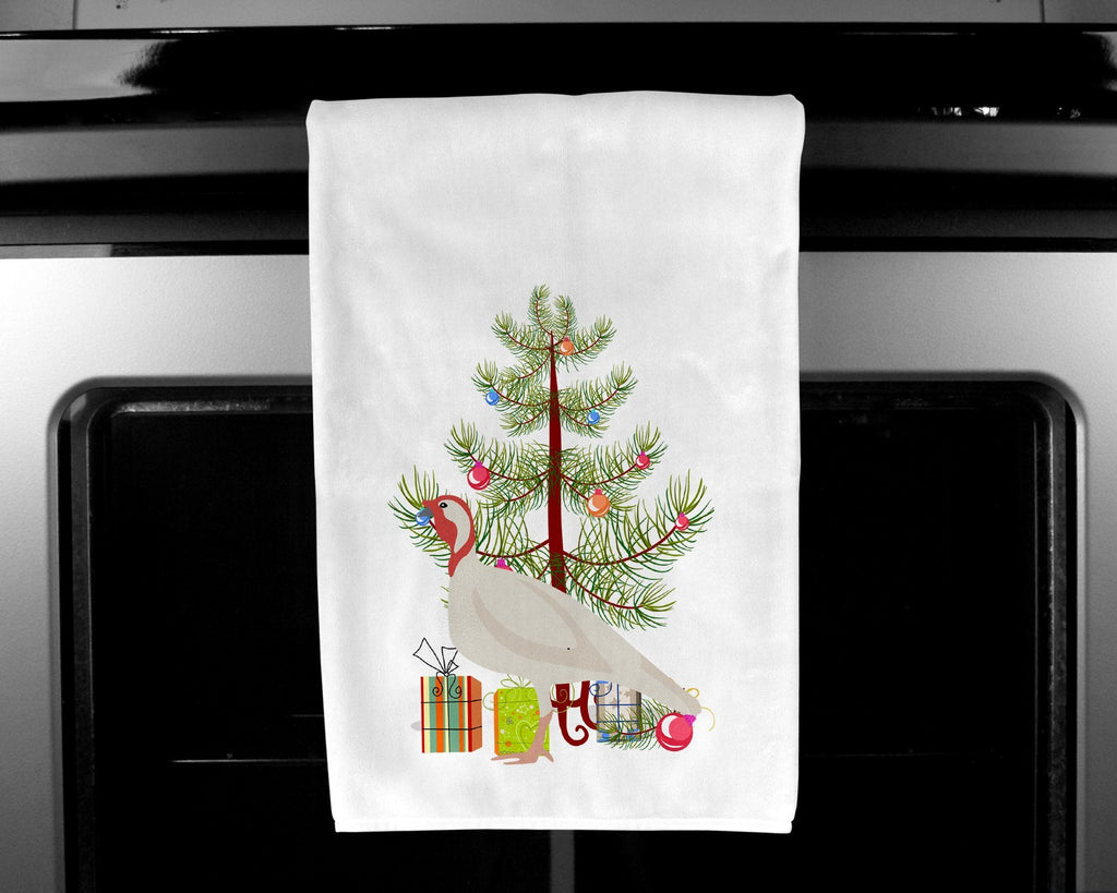 Beltsville Small White Turkey Hen Christmas Kitchen Towel Set of 2 White Dish Towels Decorative Bathroom Hand towel for Hand, Face, Hair, Yoga, Tea, Dishcloth, 19 X 28", White