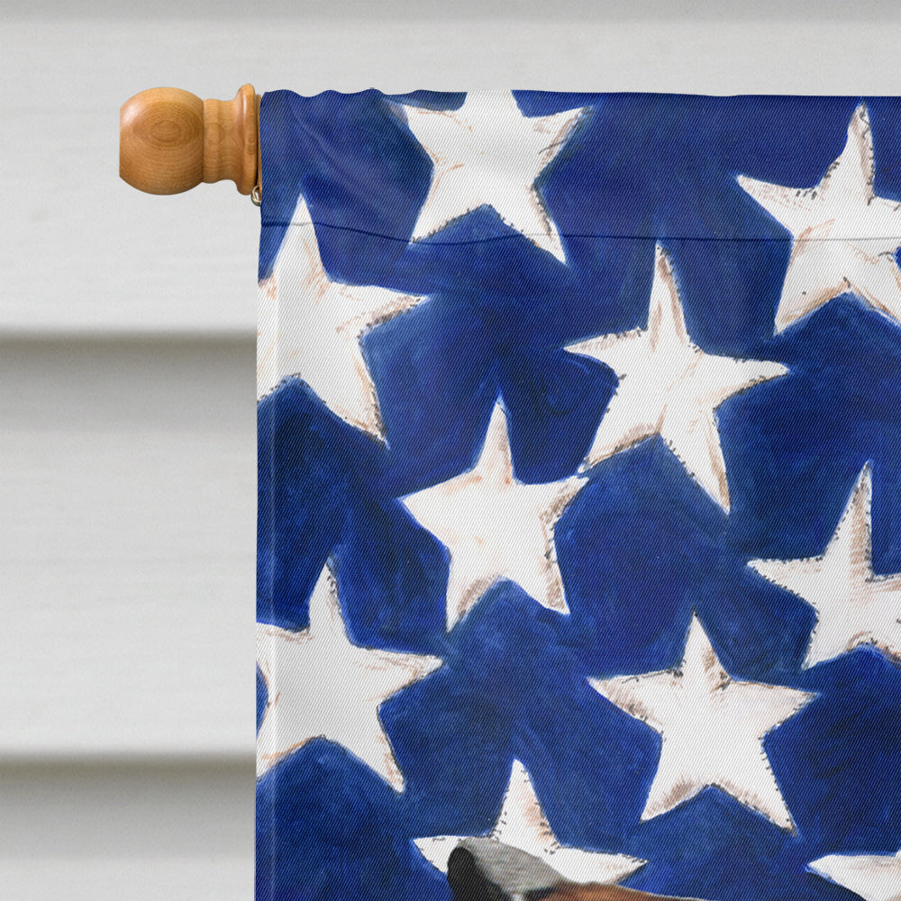 Red Tan Dachshund Patriotic House Flag 28x40 Porch Sleeve Pole Decorative Outside Yard Banner Artwork Wall Hanging, Polyester