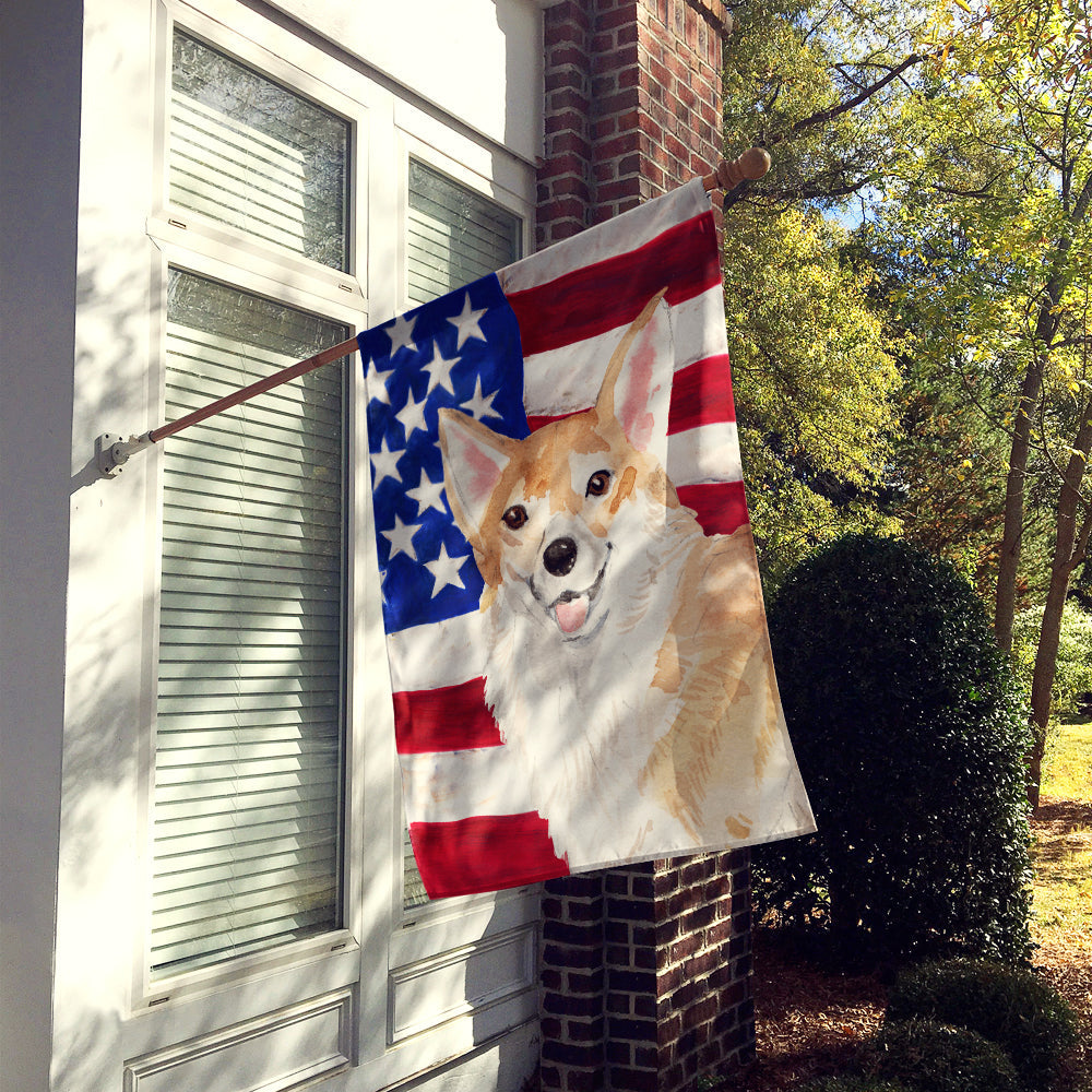 Corgi Patriotic House Flag 28x40 Porch Sleeve Pole Decorative Outside Yard Banner Artwork Wall Hanging, Polyester