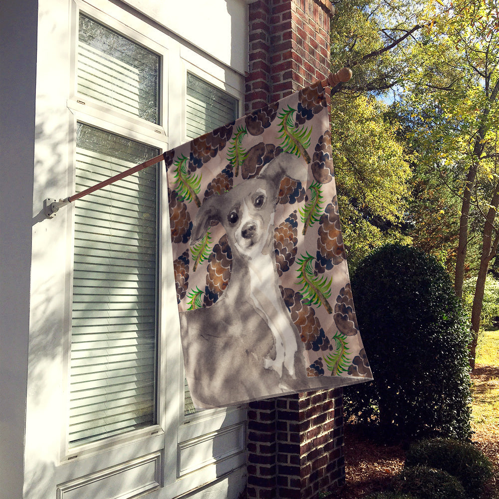Italian Greyhound Pine Cones House Flag 28x40 Porch Sleeve Pole Decorative Outside Yard Banner Artwork Wall Hanging, Polyester