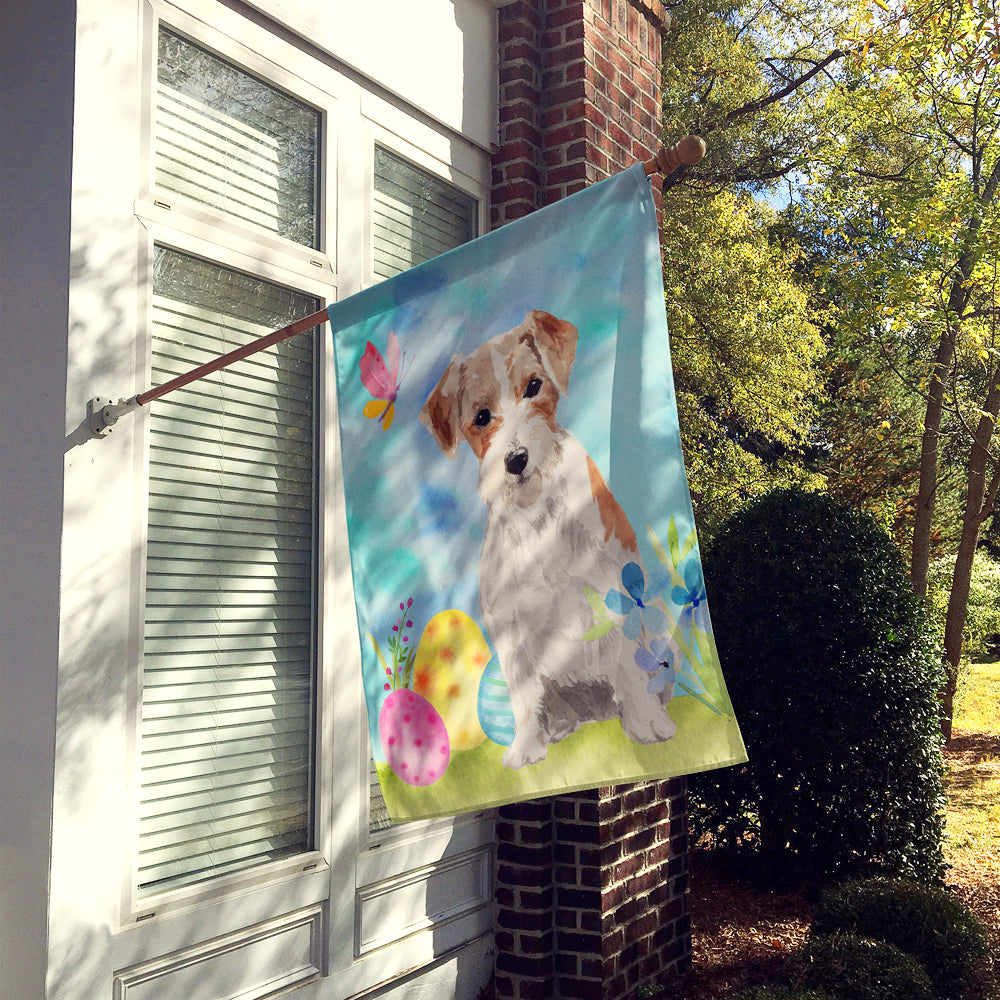 Wire Hair Jack Russell Easter House Flag 28x40 Porch Sleeve Pole Decorative Outside Yard Banner Artwork Wall Hanging, Polyester