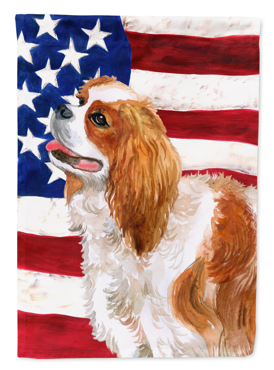 Cavalier Spaniel Patriotic House Flag 28x40 Porch Sleeve Pole Decorative Outside Yard Banner Artwork Wall Hanging, Polyester