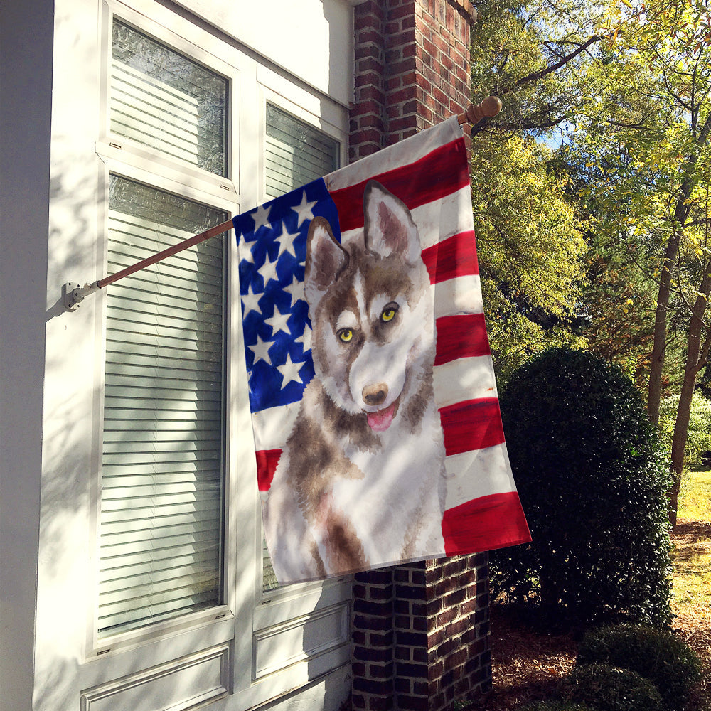 Siberian Husky Grey Patriotic House Flag 28x40 Porch Sleeve Pole Decorative Outside Yard Banner Artwork Wall Hanging, Polyester