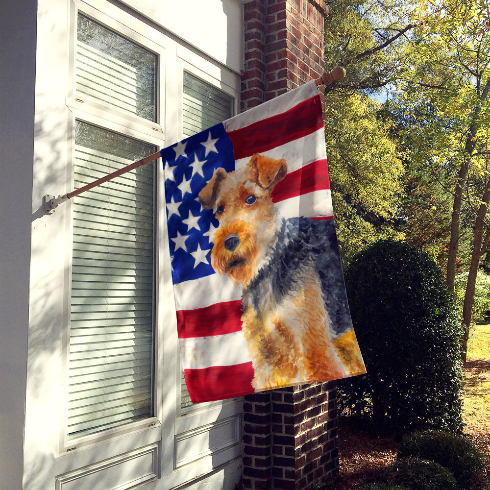 Welsh Terrier Patriotic House Flag 28x40 Porch Sleeve Pole Decorative Outside Yard Banner Artwork Wall Hanging, Polyester