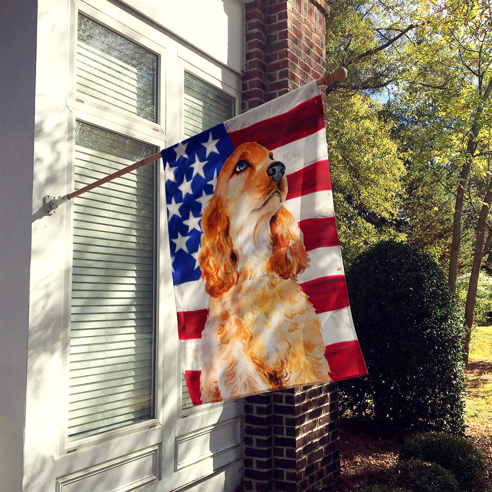 Cocker Spaniel Patriotic House Flag 28x40 Porch Sleeve Pole Decorative Outside Yard Banner Artwork Wall Hanging, Polyester