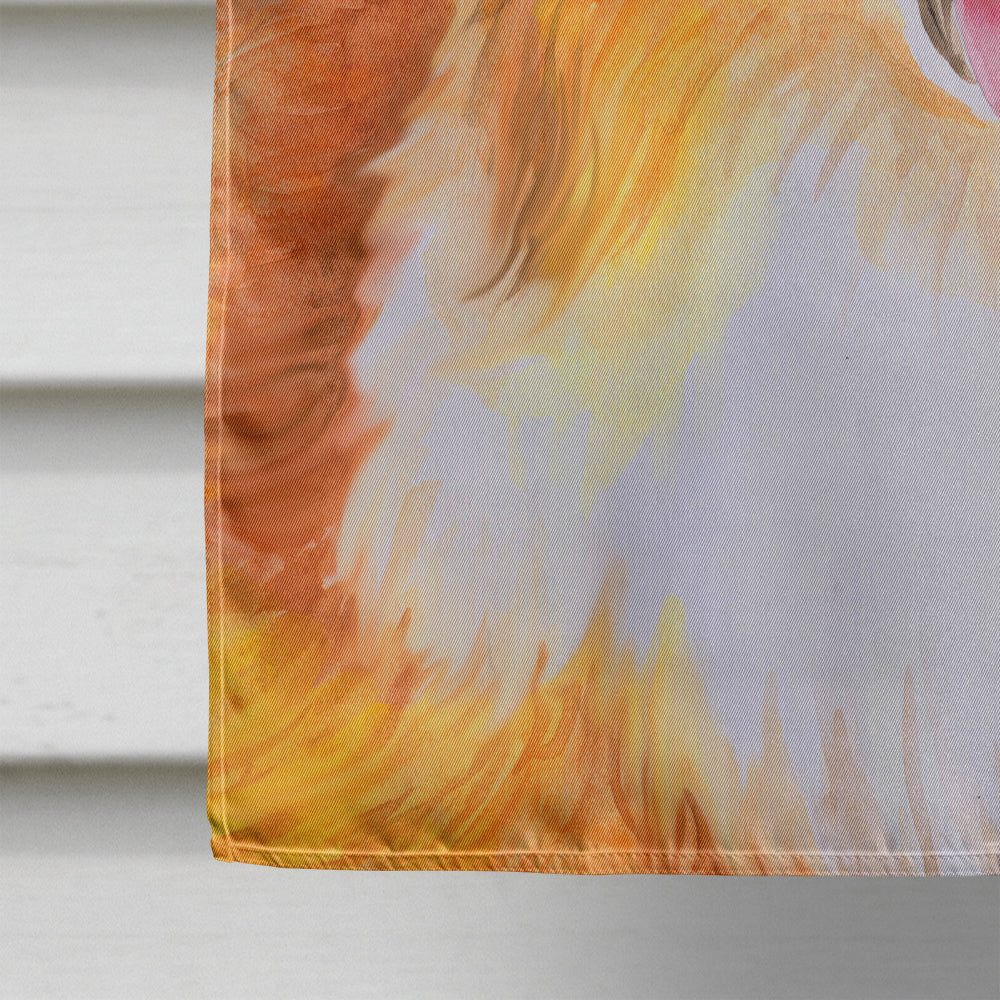Sheltie Patriotic House Flag 28x40 Porch Sleeve Pole Decorative Outside Yard Banner Artwork Wall Hanging, Polyester