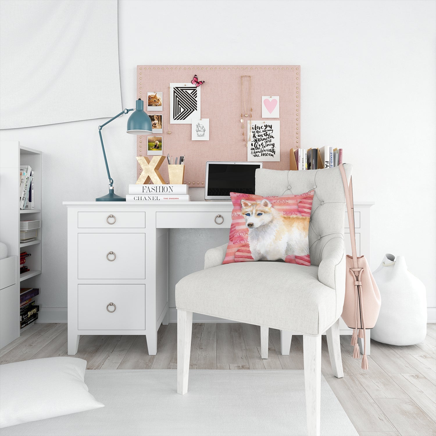 Siberian Husky Love Decorative Throw Pillow 14x14 Indoor Outdoor Accent Cushion, Fabric Cover with Insert for Sofa, Bed, Porch & Living Room