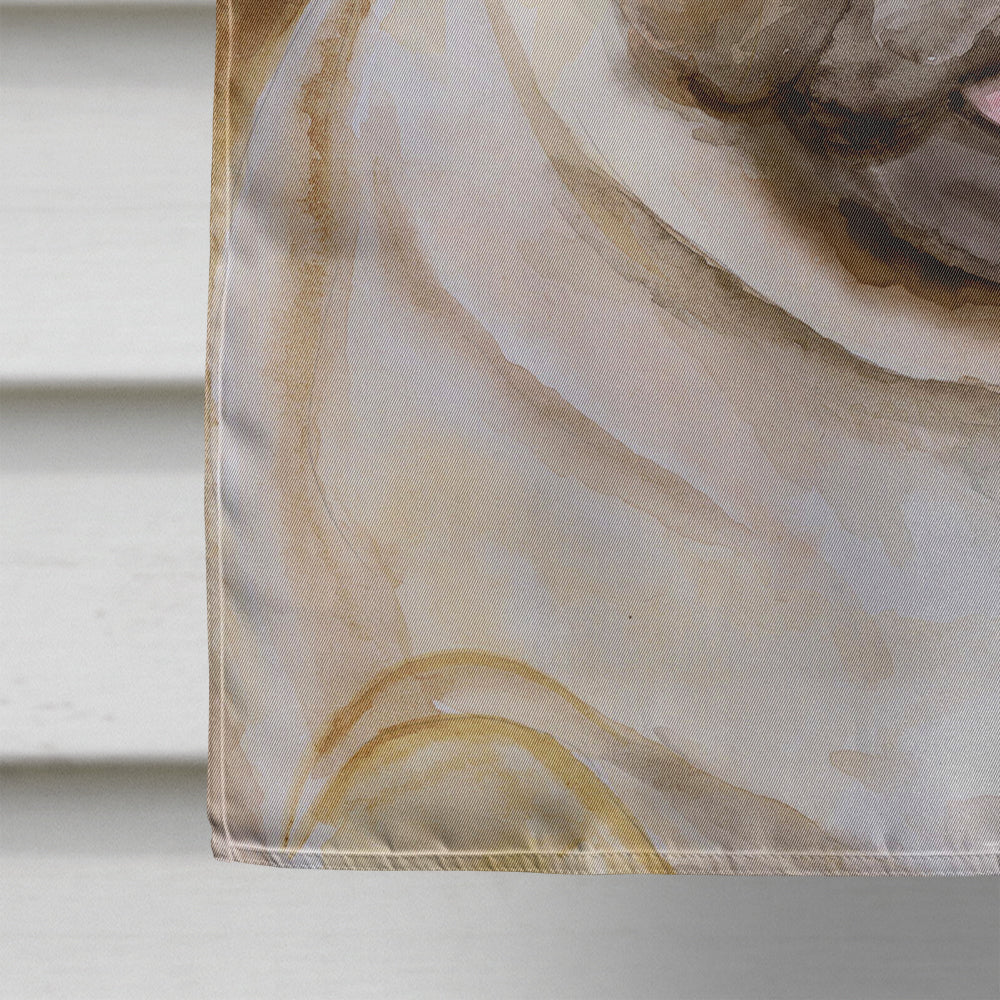 Fawn Pug Love House Flag 28x40 Porch Sleeve Pole Decorative Outside Yard Banner Artwork Wall Hanging, Polyester