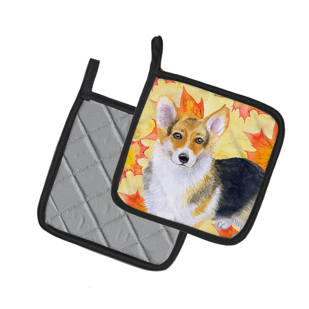 Pembroke Corgi Fall Pot Holder Set of 2 Heat Resistant Quilted Hot Pads 7.5 x 7.5 Inch, Insulated Kitchen Trivets for Cooking & Baking