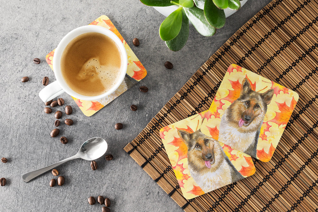 German Shepherd Fall Foam Coasters Set of 4 Cup Coasters for Indoor Outdoor, Tabletop Protection, Anti Slip, Mouse pad Material