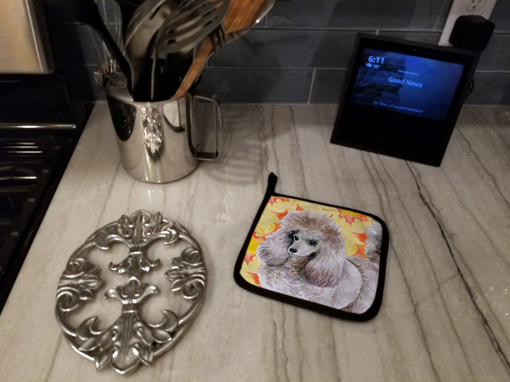 Poodle Fall Pot Holder Set of 2 Heat Resistant Quilted Hot Pads 7.5 x 7.5 Inch, Insulated Kitchen Trivets for Cooking & Baking