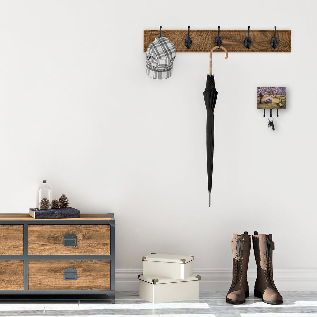 Sheep by Daphne Baxter Leash or Key Holder Wall Hooks, Coat Rack Wall Mount, for Hanging Keys, Towels, Aprons, Leashes