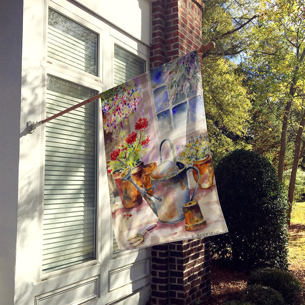 Watering Can Flowers House Flag 28x40 Porch Sleeve Pole Decorative Outside Yard Banner Artwork Wall Hanging, Polyester