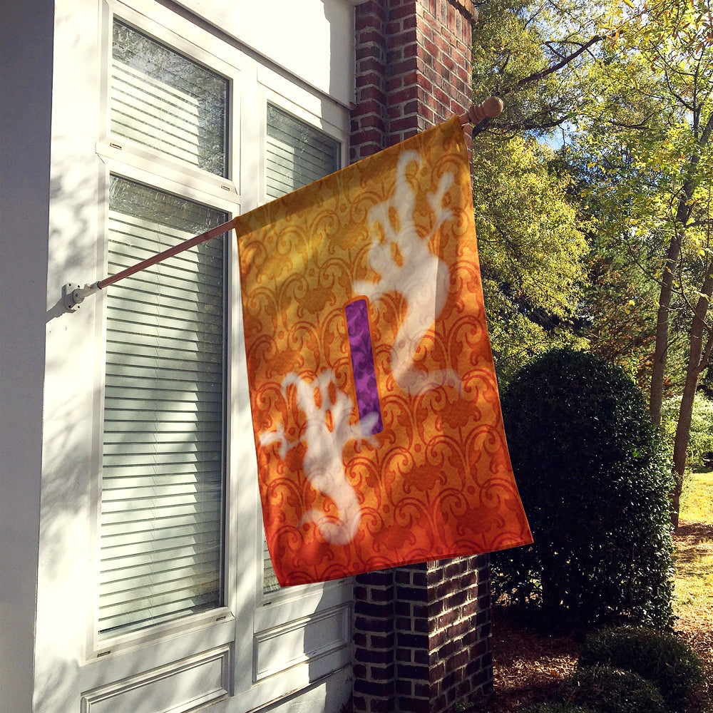 Halloween Ghost Letter I House Flag 28x40 Porch Sleeve Pole Decorative Outside Yard Banner Artwork Wall Hanging, Polyester