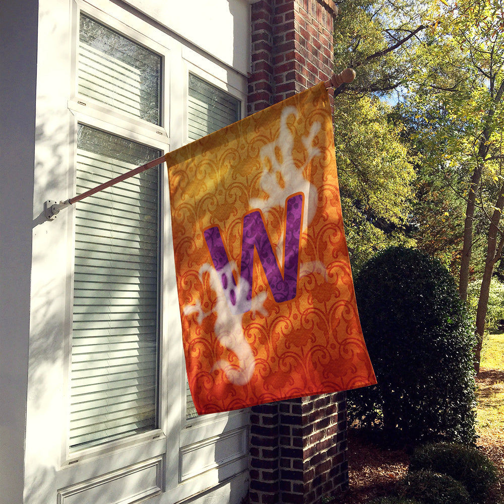 Halloween Ghost Letter W House Flag 28x40 Porch Sleeve Pole Decorative Outside Yard Banner Artwork Wall Hanging, Polyester